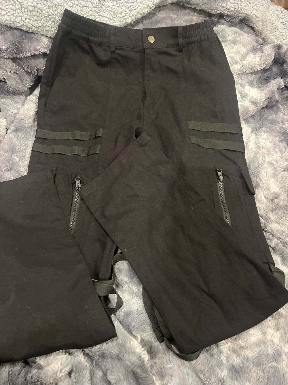 American Stitch Black Cargo Joggers with Zip Pockets